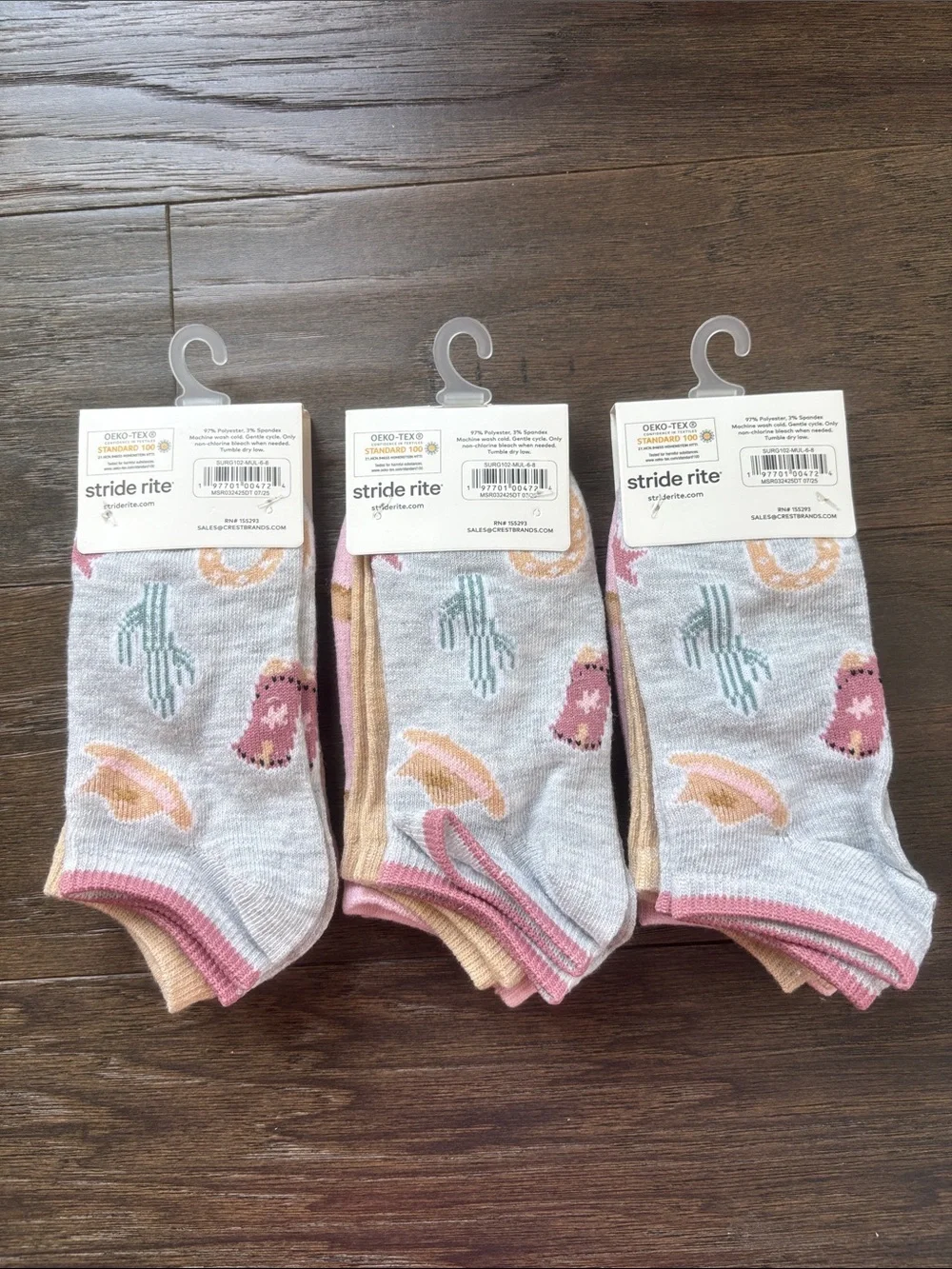 Stride rite Surprise Three 3pks ankle,pattern,horse, cowboy hat,cactus horseshoe